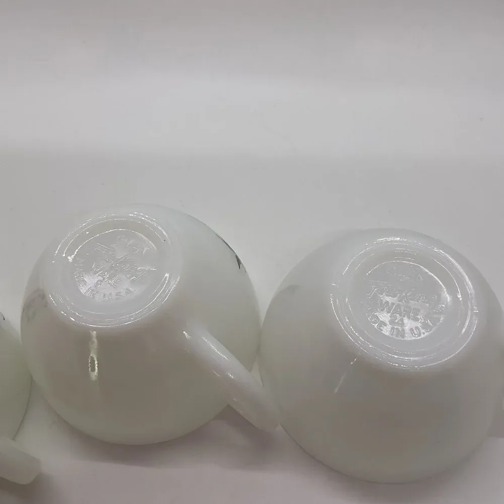 Vintage Fire King Milk Glass Honeysuckle Creamer and 2 Cups